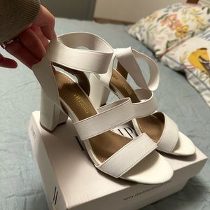 White strappy heels